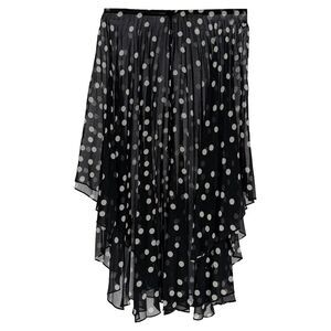 Stella McCartney Polka Dot Asymmetrical Plissé Midi Skirt in Black Chiffon